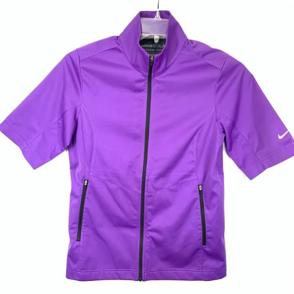 Nike Golf Women's Full Zip Storm-Fit Short Sleeve Top Purple Size Small NWOT